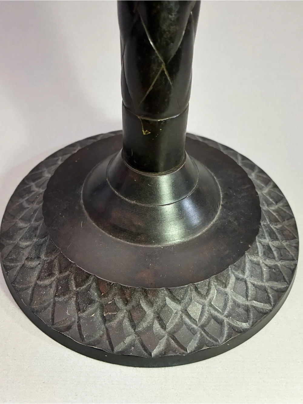 Decorative Metal Dark Bronze Palm Pillar Candle Holder